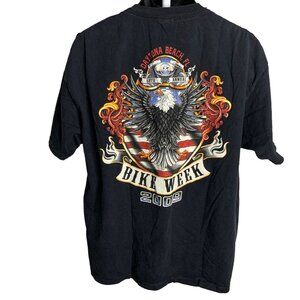 2009 Daytona Beach Bike Week T Shirt L Black Crewneck Short Sleeves Eagle